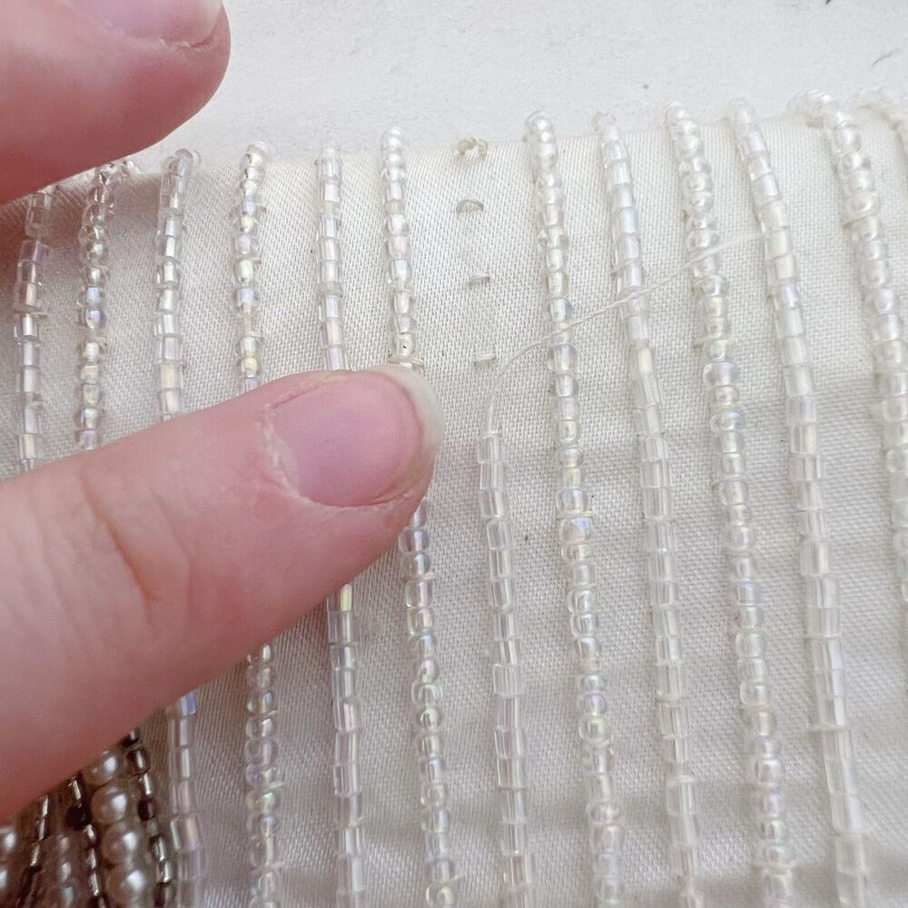Vintage 80s La Regale White Beaded Evening Bag Clutch Structured - Picture 7 of 8